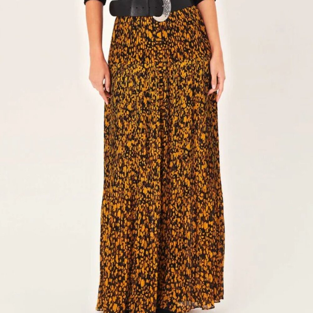Ba&sh Lamba pleated printed crepe maxi skirt
